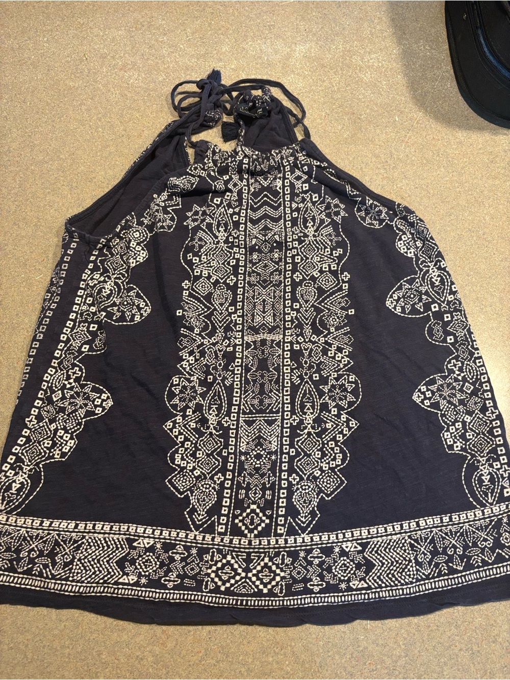 Lucky Brand Navy Halter Tank with White Print